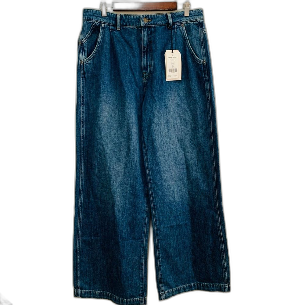 Current Elliot The Postman Lancaster Wash Blue Wide-Leg Jeans Size 31